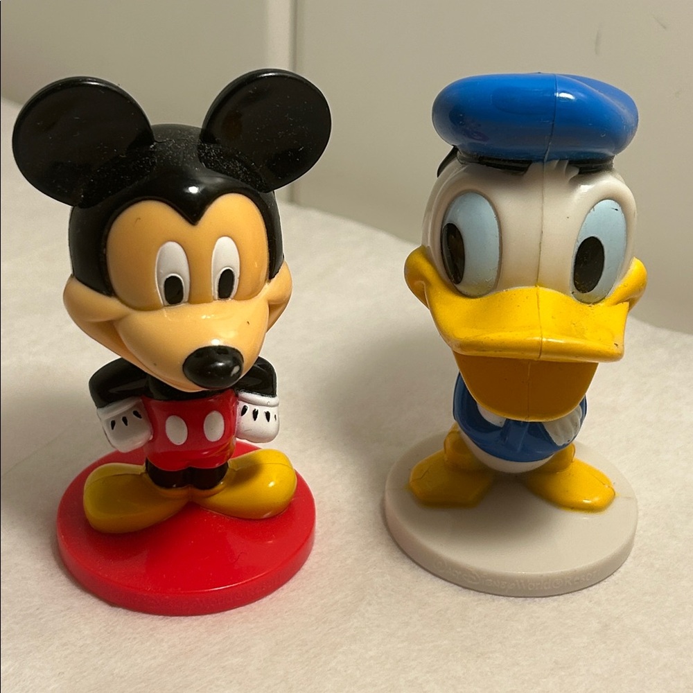 Vintage Disney Mickey Mouse Donald Duck Mini Bobblehead Kelloggs Cereal toy LOT